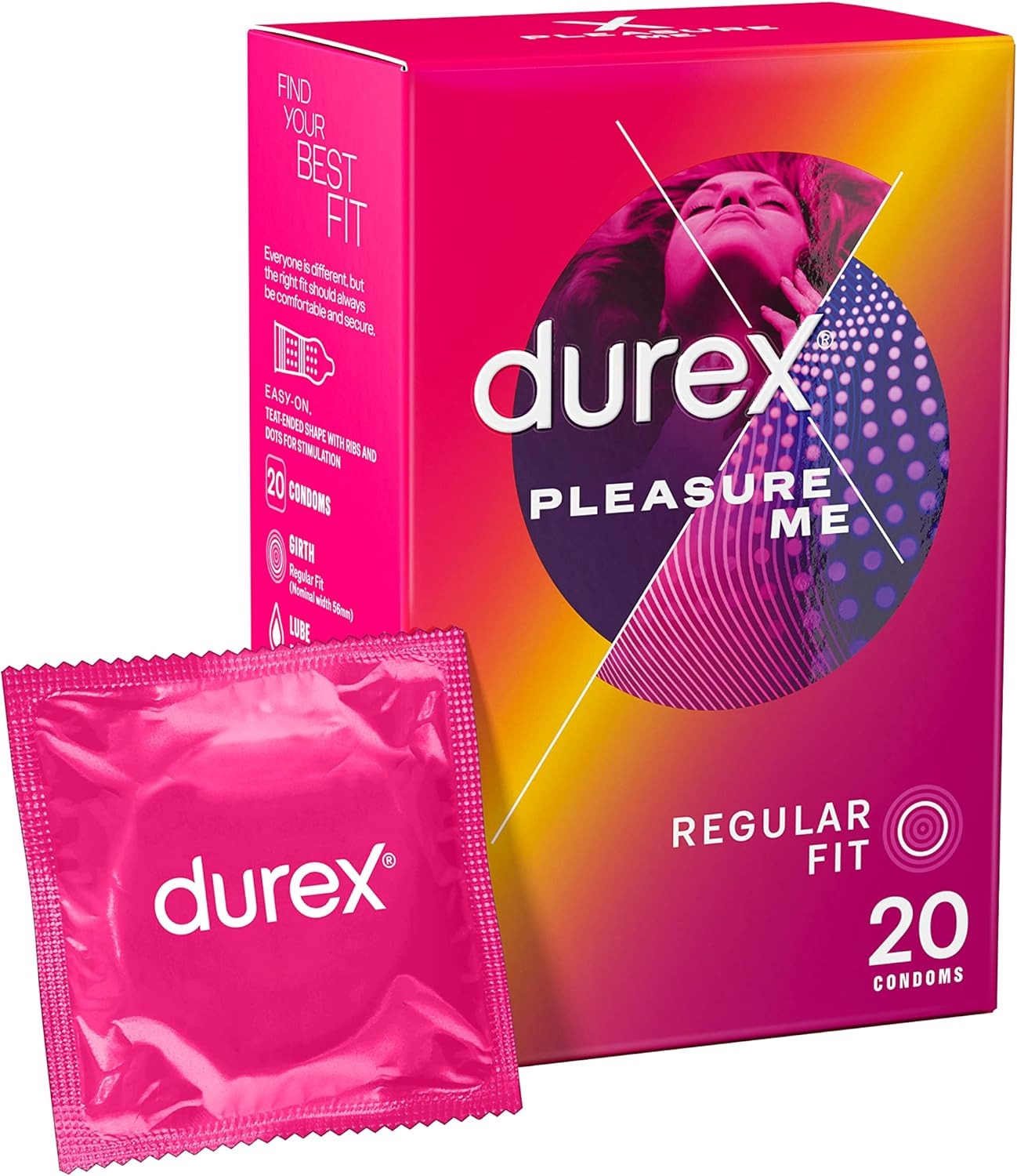 Durex Pleasure Me Condoms, 20 Condoms (1 Pack)